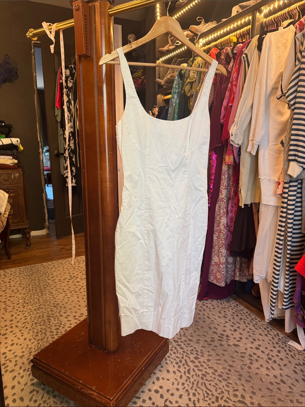 Classic White Scoop Neck Midi Dress